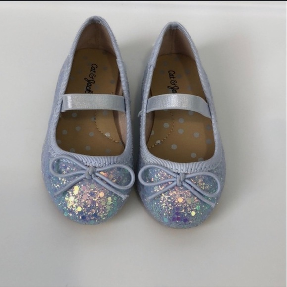 Cat & Jack Toddler Girls Lily Glitter Slip On Ballet Flats Purple Size 6 - Picture 4 of 12